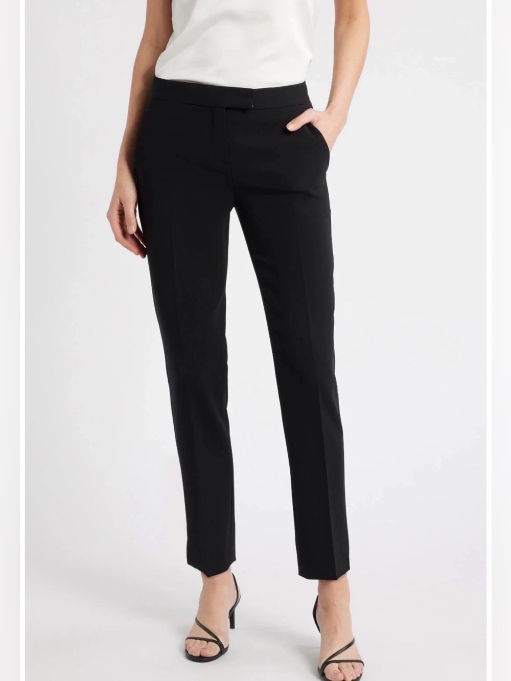 Theory rare original Ibbey 90% virgin wool cropped black suit dress pants EUC 6
